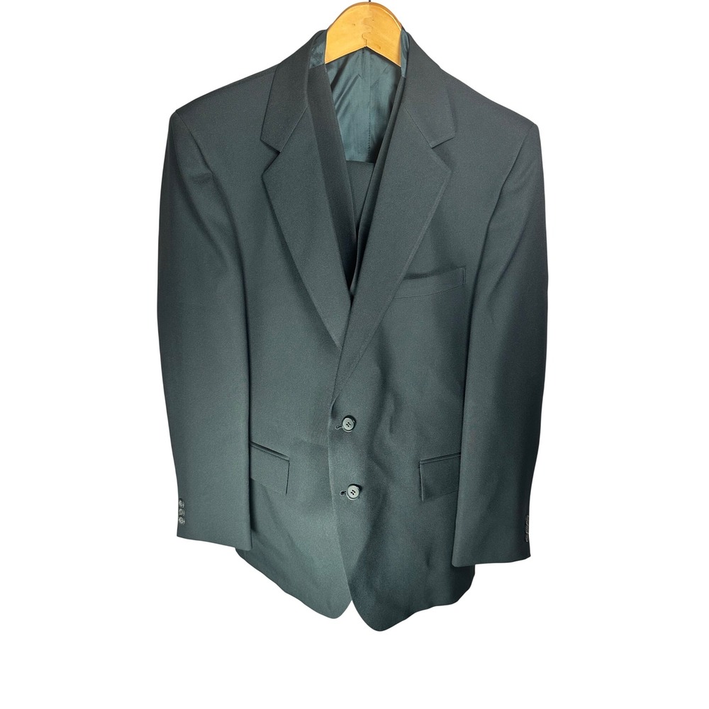 Andhurst Mens 3 Piece Suit Blazer Vest Pants Black Solid Formal Size 42R 21x31